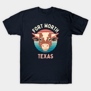 Fort Worth City Texas with Cow T-Shirt